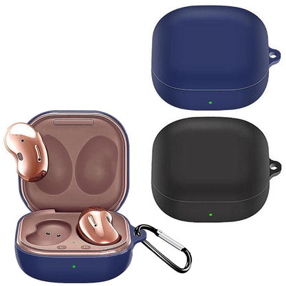 2Pcs Silicone Headphone Protective Case Wireless Earphone Cover with Carabiner for Samsung Galaxy Buds2/ Buds V1263-JX-7085