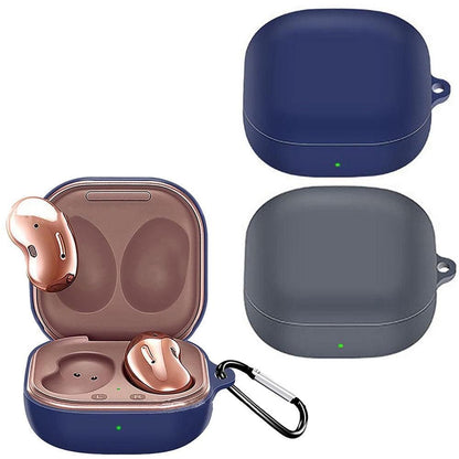 2Pcs Silicone Headphone Protective Case Wireless Earphone Cover with Carabiner for Samsung Galaxy Buds2/ Buds V1263-JX-7085