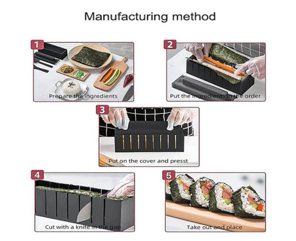 10Pcs DIY Sushi Making Kit Roll Sushi Maker Rice Roll Mold Kitchen Sushi Tools V1263-JX-709