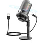 USB Condenser Microphone Gaming Mic with RGB Light for PC Gaming Live Recording Streaming Black V1263-JX-7090
