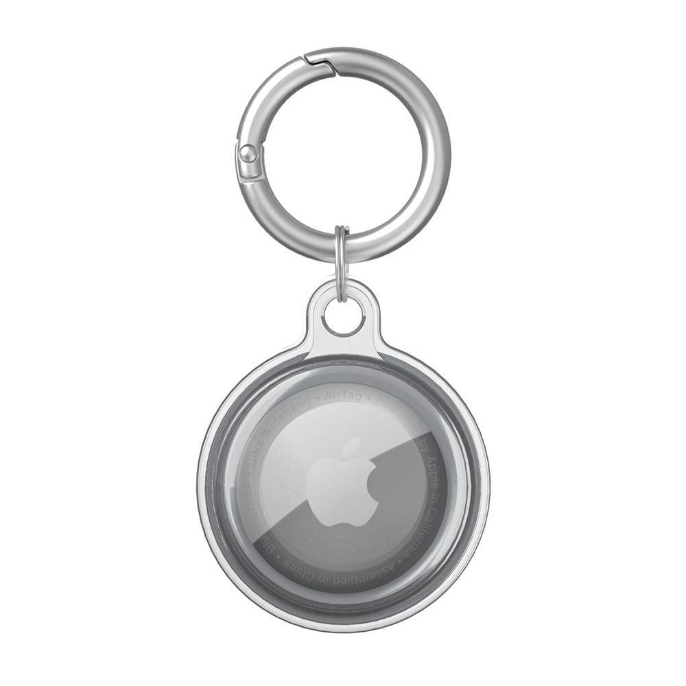 For Apple AirTag Case Clear TPU Protective Cover with Key Ring Black V1263-JX-7094