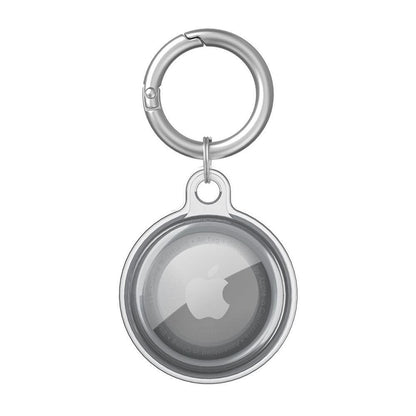 For Apple AirTag Case Clear TPU Protective Cover with Key Ring Black V1263-JX-7094