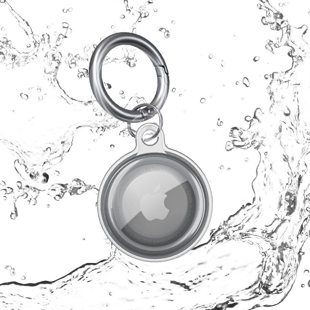 For Apple AirTag Case Clear TPU Protective Cover with Key Ring Black V1263-JX-7094