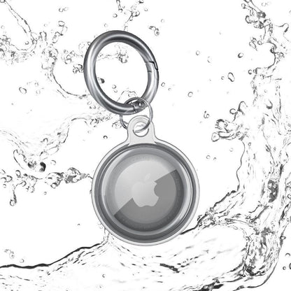 For Apple AirTag Case Clear TPU Protective Cover with Key Ring Black V1263-JX-7094