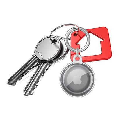 For Apple AirTag Case Clear TPU Protective Cover with Key Ring Black V1263-JX-7094