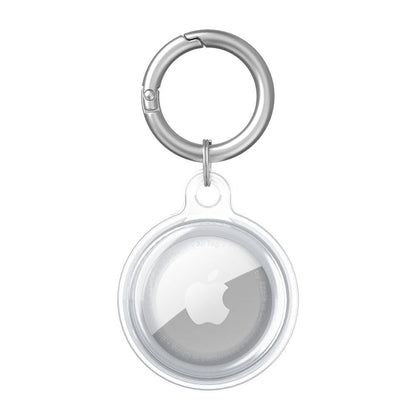 For Apple AirTag Case Clear TPU Protective Cover with Key Ring Black V1263-JX-7094