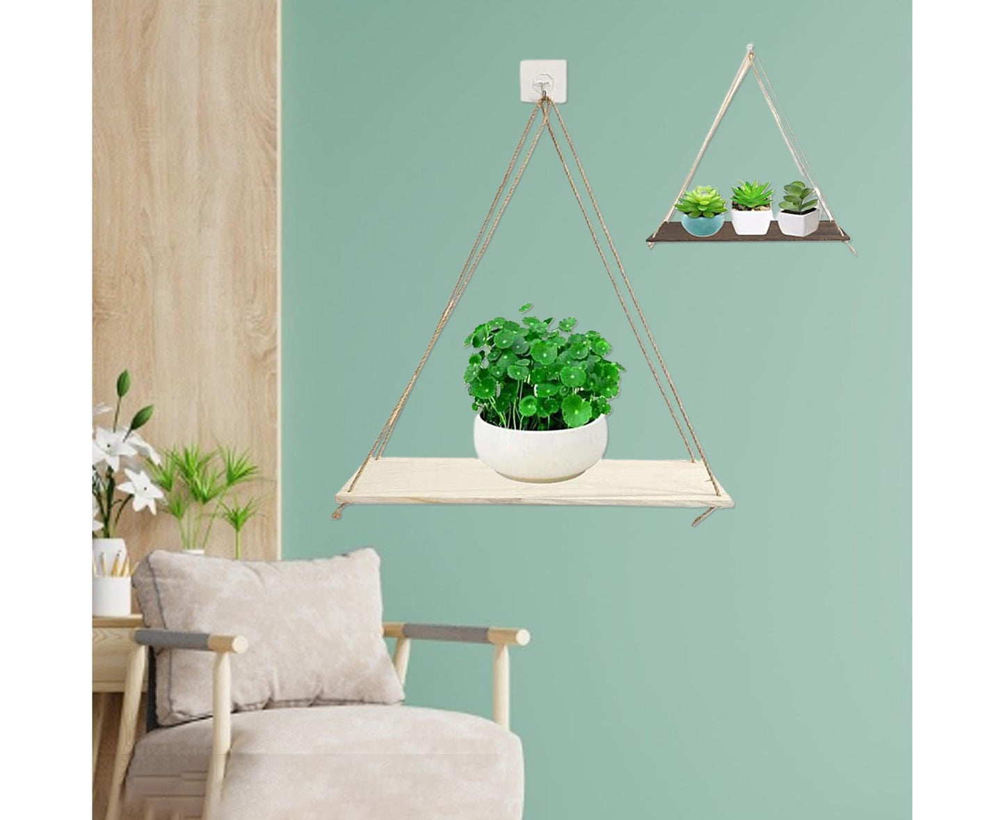 Home Plant Bonsai Photos Frame Wood Window Wall Hanging Shelves Storage Rack- S V1263-JX-710