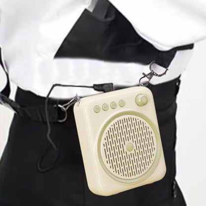 Portable Bluetooth Voice Amplifier Rechargeable Speaker with Wired Microphone Beige V1263-JX-7101