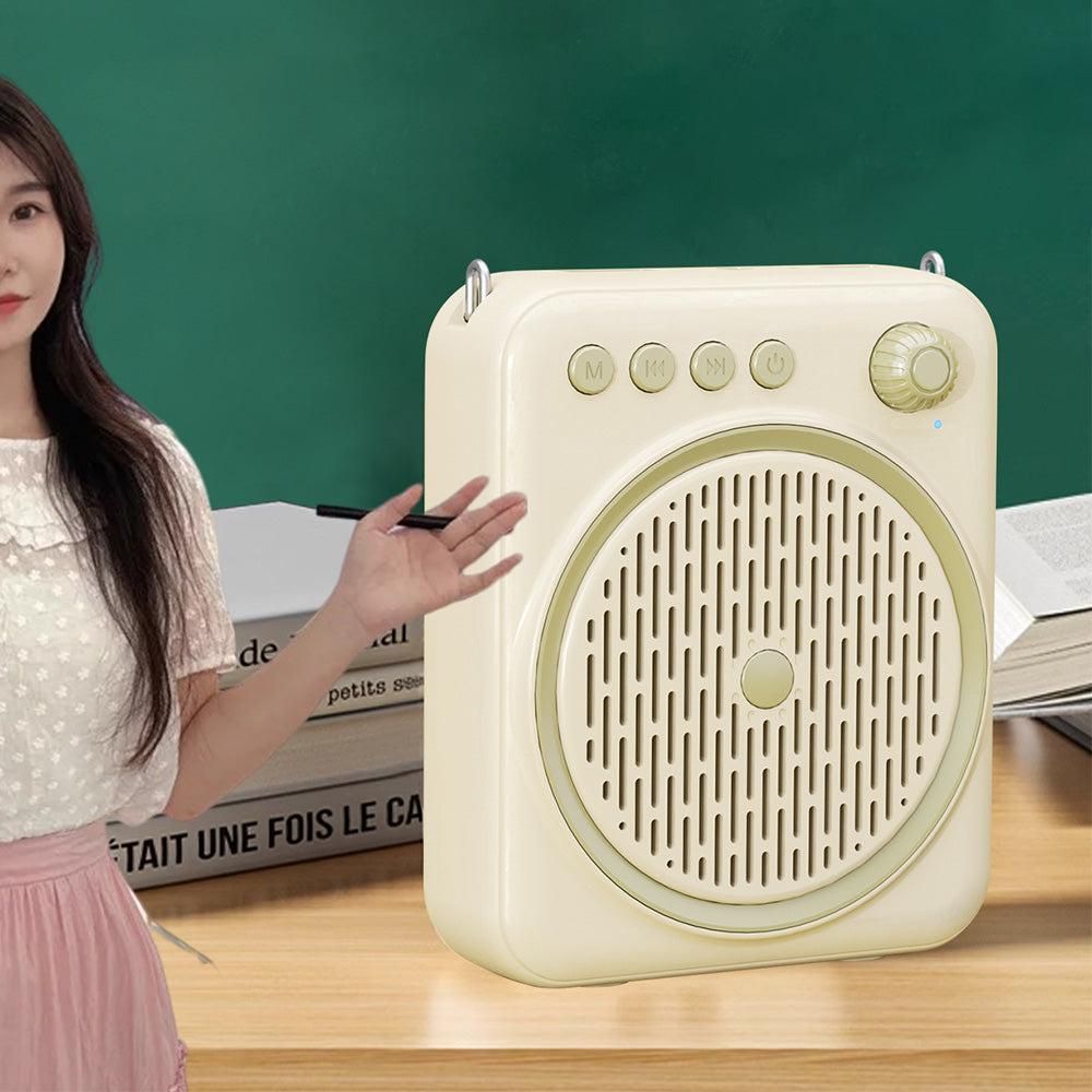 Portable Bluetooth Voice Amplifier Rechargeable Speaker with Wired Microphone Beige V1263-JX-7101