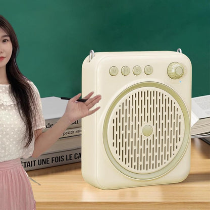 Portable Bluetooth Voice Amplifier Rechargeable Speaker with Wired Microphone Beige V1263-JX-7101