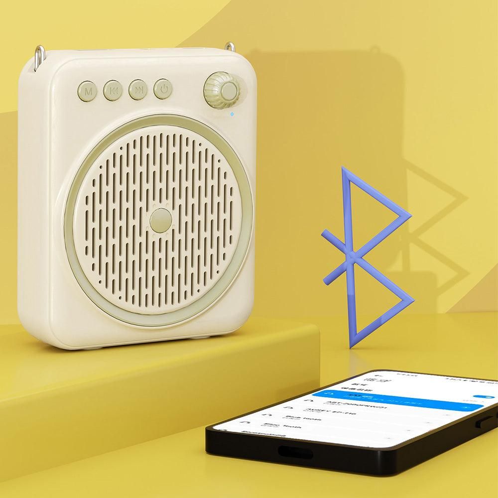 Portable Bluetooth Voice Amplifier Rechargeable Speaker with Wired Microphone Beige V1263-JX-7101