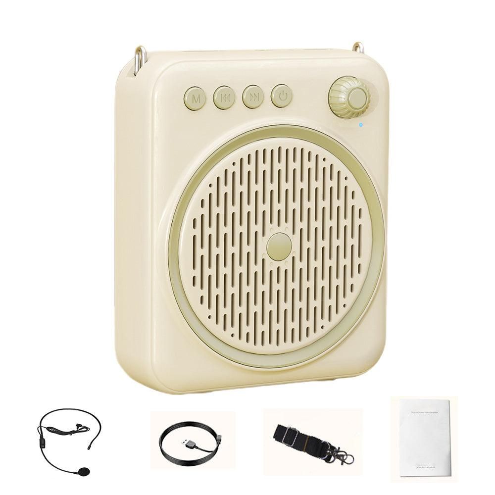Portable Bluetooth Voice Amplifier Rechargeable Speaker with Wired Microphone Beige V1263-JX-7101