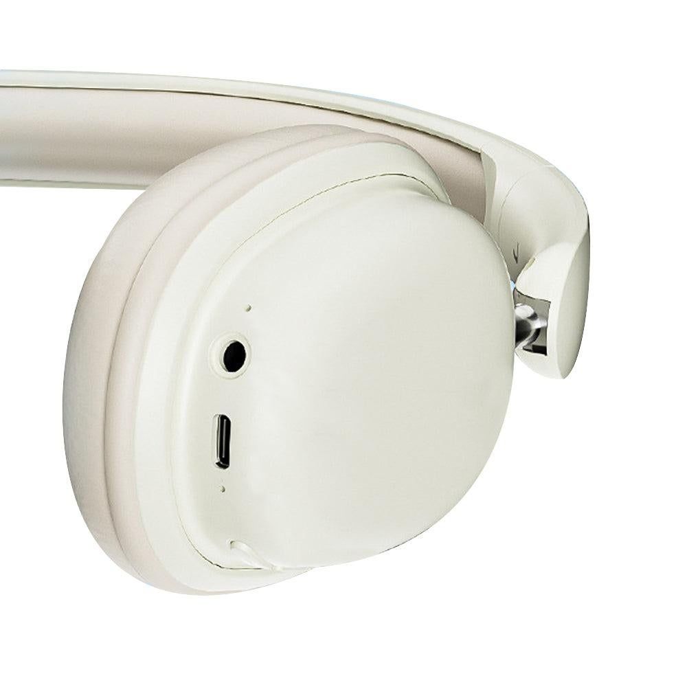 Wireless 5.3 Bluetooth Headphones Head-Worn Stereo Headset with Mic White V1263-JX-7103-2