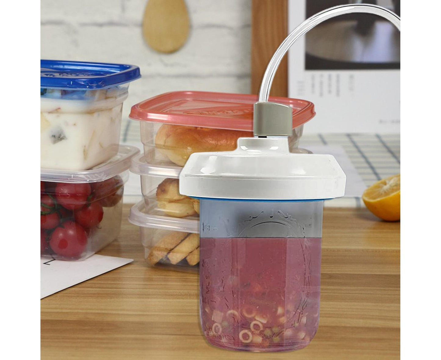 Food Storage Jar Sealing Machine - Manual Air Pump - White V1263-JX-711