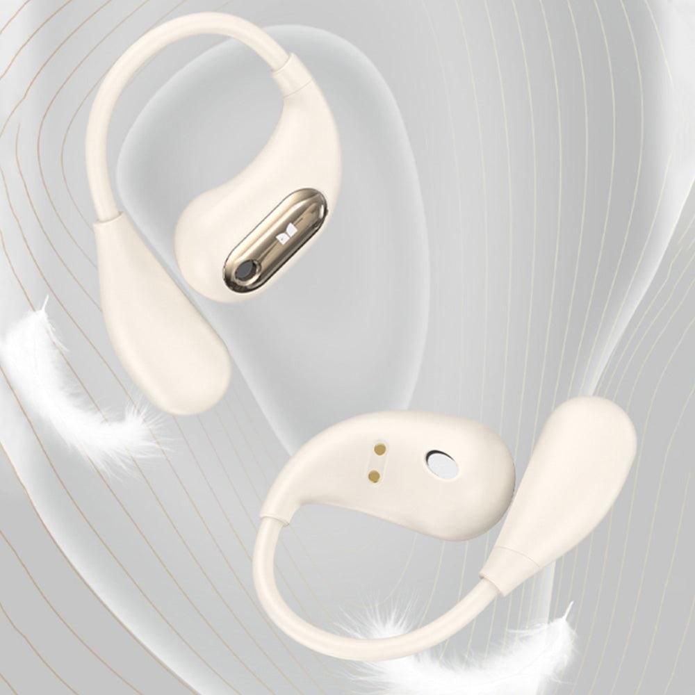 Wireless Open Ear Headphones Bluetooth 5.4 Stereo Sound Earphones with Charging Case Beige V1263-JX-7110-1
