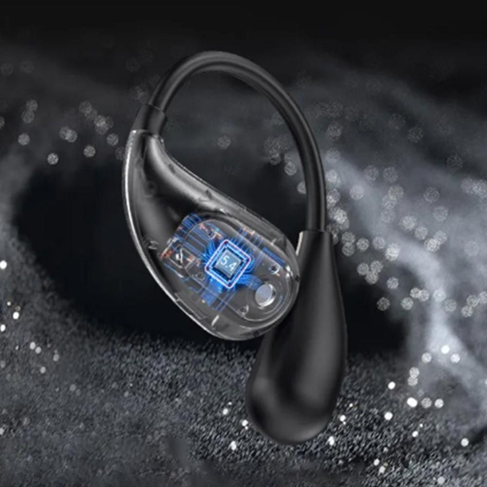 Wireless Open Ear Headphones Bluetooth 5.4 Stereo Sound Earphones with Charging Case Black V1263-JX-7110-2