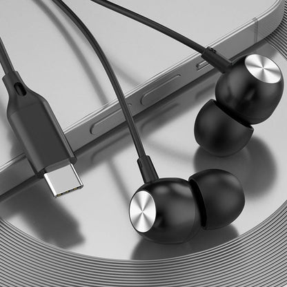 USB-C 3.5MM Wired Headphones In-Ear Earbuds with Microphone Black V1263-JX-7111