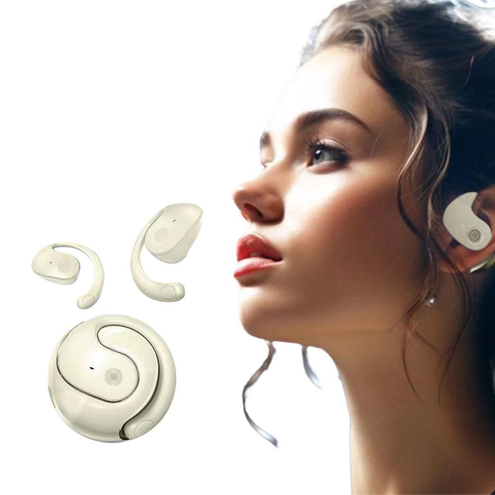 Open Ear Headphones Wireless Bluetooth Earbuds Sport Earphone Beige V1263-JX-7113