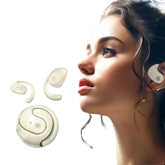 Open Ear Headphones Wireless Bluetooth Earbuds Sport Earphone Beige V1263-JX-7113