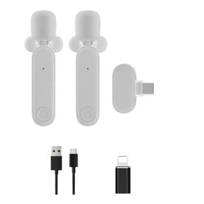 2.4G Wireless Lavalier Microphone Plug and Play Mic for Android iPhone iPad Vlog Live Stream White V1263-JX-7114