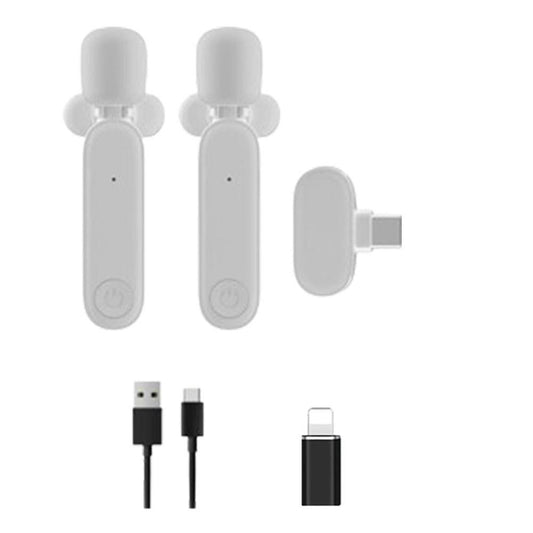 2.4G Wireless Lavalier Microphone Plug and Play Mic for Android iPhone iPad Vlog Live Stream White V1263-JX-7114