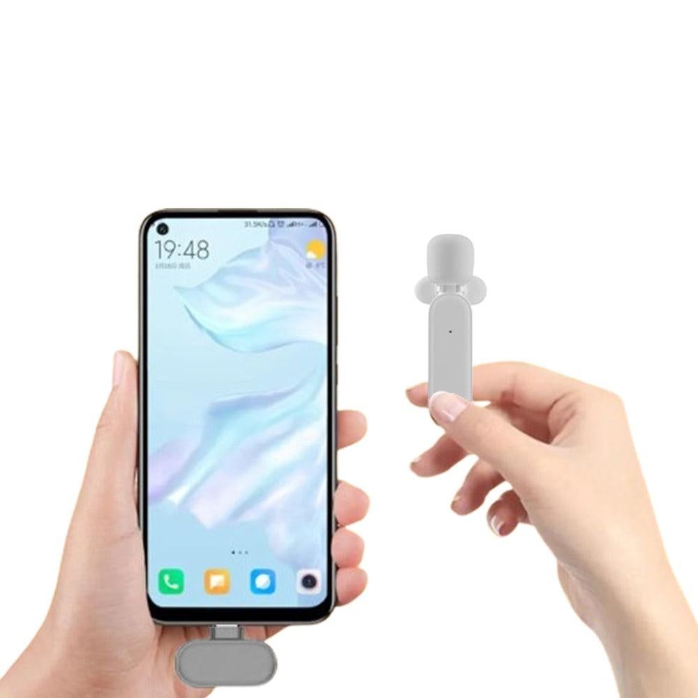 2.4G Wireless Lavalier Microphone Plug and Play Mic for Android iPhone iPad Vlog Live Stream White V1263-JX-7114