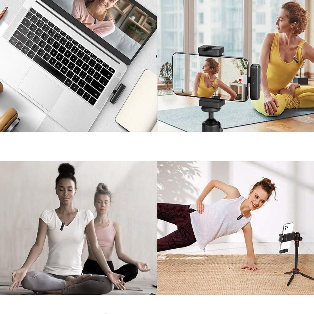 2.4G Wireless Lavalier Microphone Plug and Play Mic for Android iPhone iPad Vlog Live Stream White V1263-JX-7114