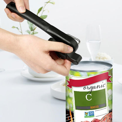 Handheld Smooth Edge Can Opener Ergonomic Manual Secure Cutting Can Opener for Kitchen Restaurant Black V1263-JX-7120