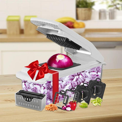 Vegetable Chopper with Container for Salad Prep White V1263-JX-7122-1