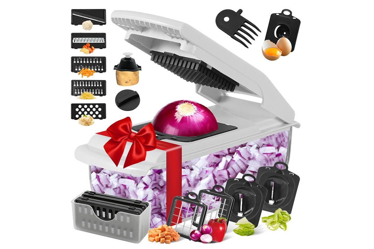 Vegetable Chopper with Container for Salad Prep White V1263-JX-7122-1