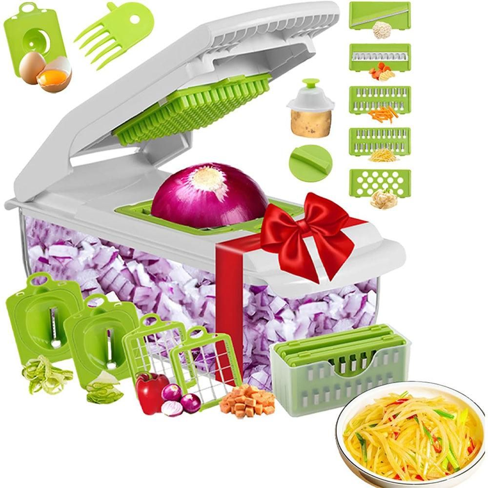 Vegetable Chopper with Container for Salad Prep White V1263-JX-7122-1