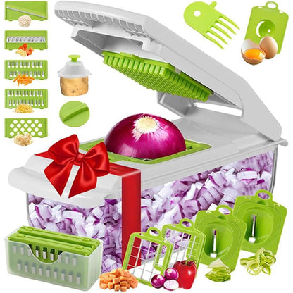 Vegetable Chopper with Container for Salad Prep Green V1263-JX-7122-2