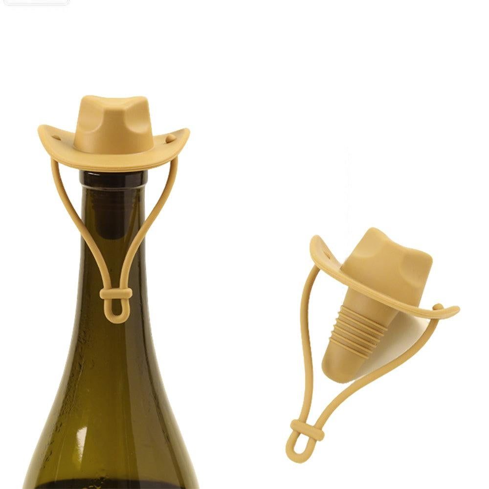 Western Cowboy Hat Silicone Wine Bottle Stopper Champagne Sealer Yellow V1263-JX-7123-2