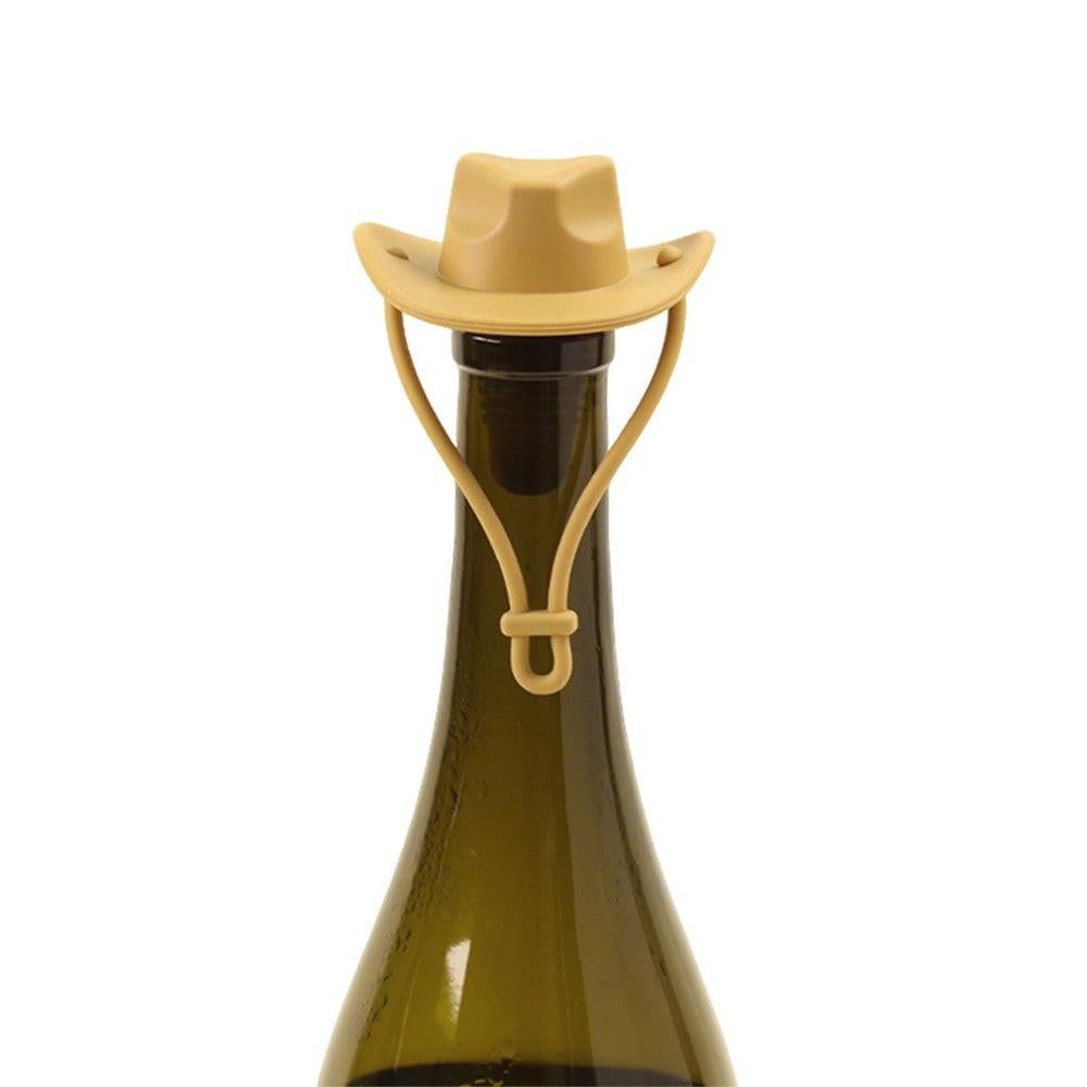Western Cowboy Hat Silicone Wine Bottle Stopper Champagne Sealer Yellow V1263-JX-7123-2