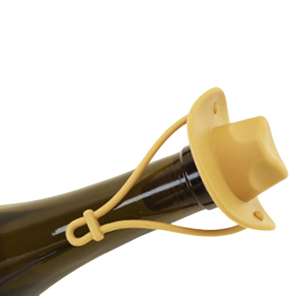 Western Cowboy Hat Silicone Wine Bottle Stopper Champagne Sealer Yellow V1263-JX-7123-2