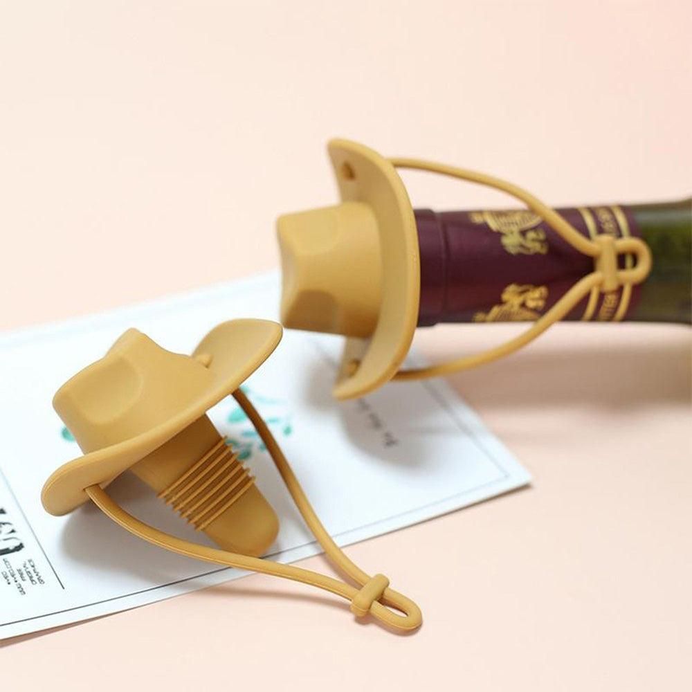 Western Cowboy Hat Silicone Wine Bottle Stopper Champagne Sealer Yellow V1263-JX-7123-2