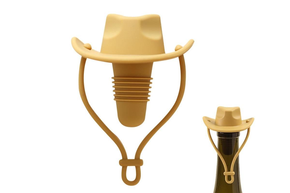 Western Cowboy Hat Silicone Wine Bottle Stopper Champagne Sealer Yellow V1263-JX-7123-2