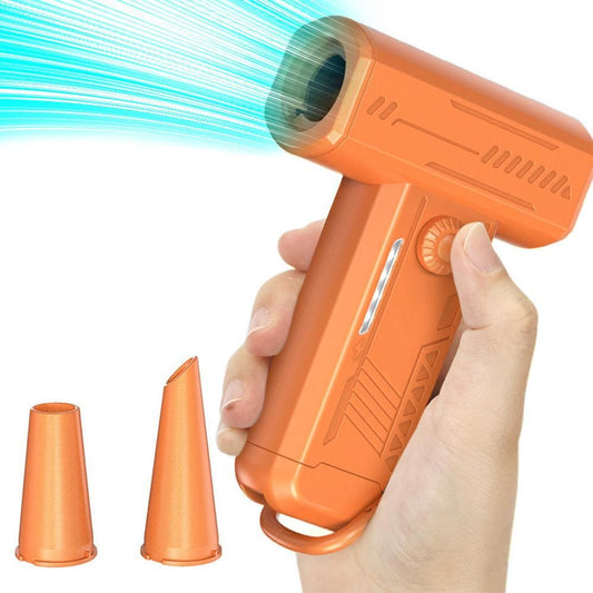 2-in-1 Electric Air Duster 130000 RPM Mini Blower with LED Light for Camping Home Car Orange V1263-JX-7126-2
