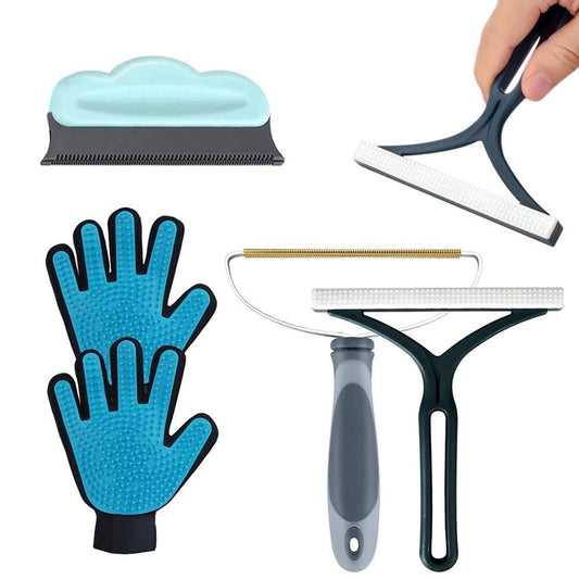 5Pcs Set Pet Hair Removers Dog Cat Hair Lint Removal Tool for Carpets Clothes Furniture Car Upholstery V1263-JX-7130