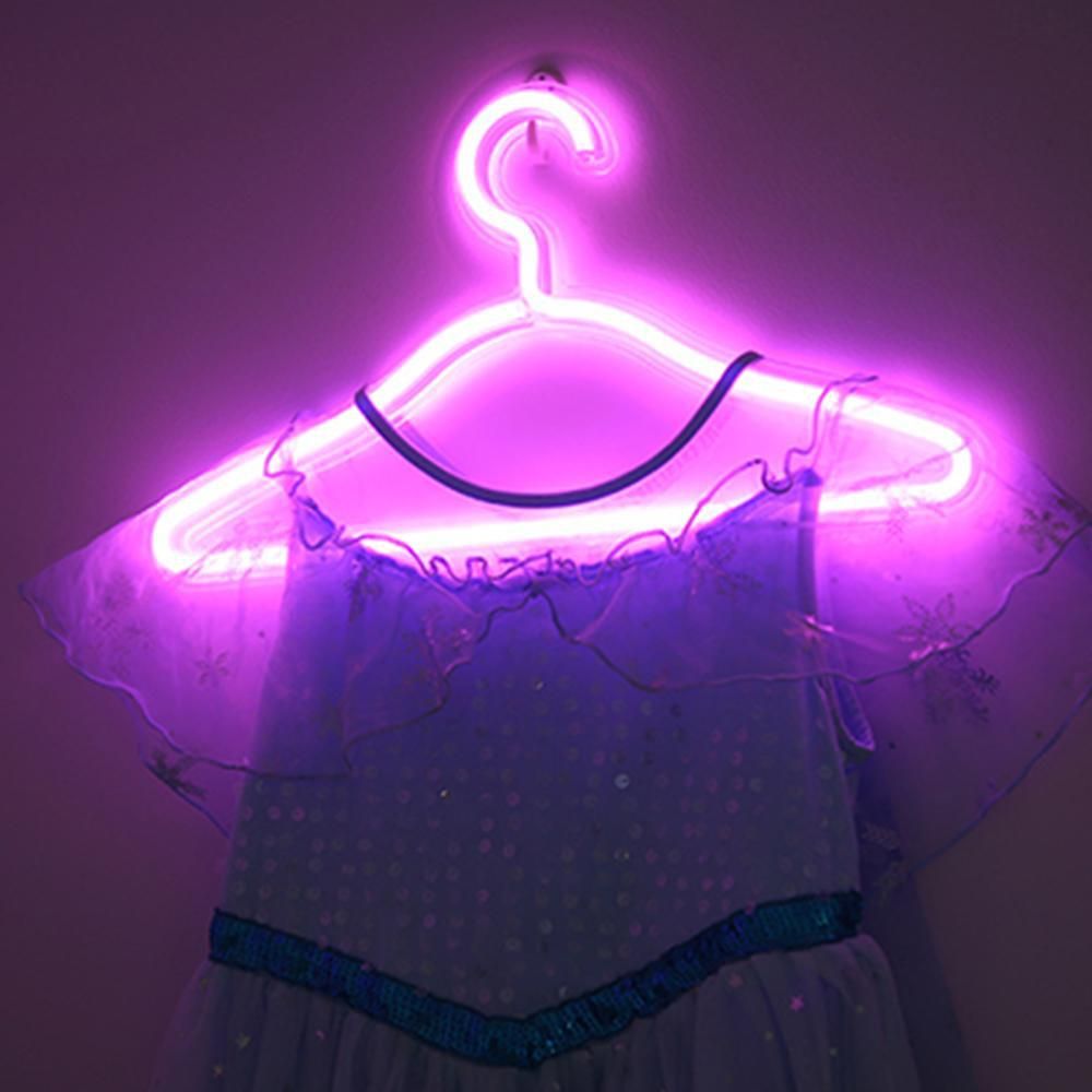 Clothes Hanger LED Neon Light Wardrobe Lamp Decor Home Decoration Accessory Pink V1263-JX-7131-2