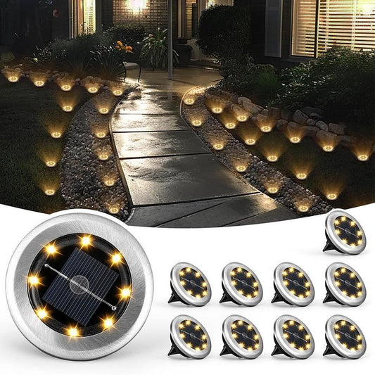 10Pcs Mini Solar Ground Lights Outdoor Pathway Decorative Lights for Yard Garden Decor Warm Light V1263-JX-7134-1