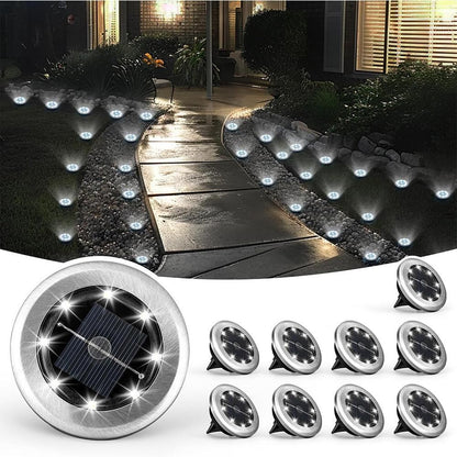 10Pcs Mini Solar Ground Lights Outdoor Pathway Decorative Lights for Yard Garden Decor Warm Light V1263-JX-7134-1