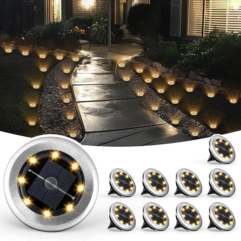 10Pcs Mini Solar Ground Lights Outdoor Pathway Decorative Lights for Yard Garden Decor White Light V1263-JX-7134-2