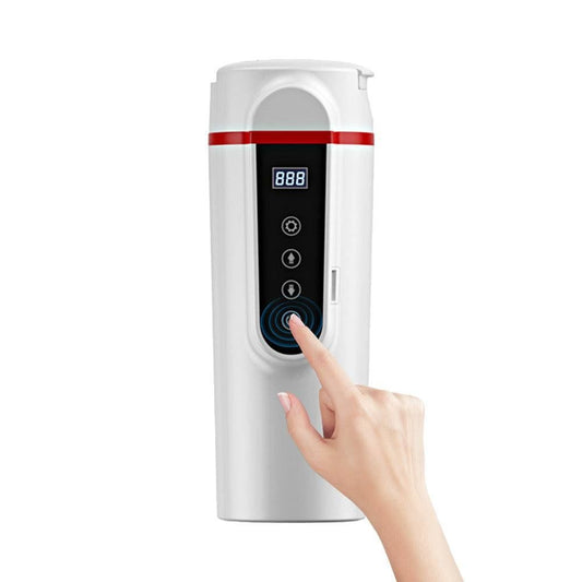 12V/24V Car Electric Kettle Travel Water Boiler Mug Temperature Adjustable Coffee Tea Truck Cup White V1263-JX-7135-1