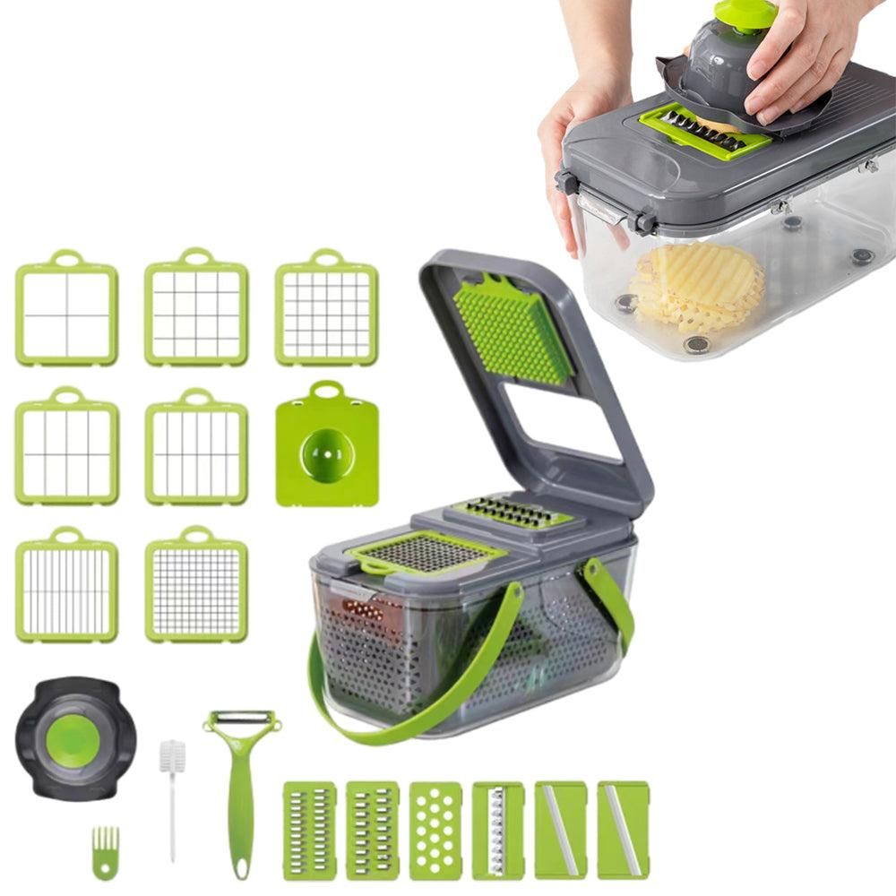 22-in-1 Vegetable Fruit Chopper Cutter Multifunctional Veggie Dicer Slicer with 13 Blades for Kitchen V1263-JX-7137
