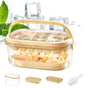 2-Tier Ice Cube Tray Mold with Press-Release Lid & Storage Box for Kitchen Beige V1263-JX-7139