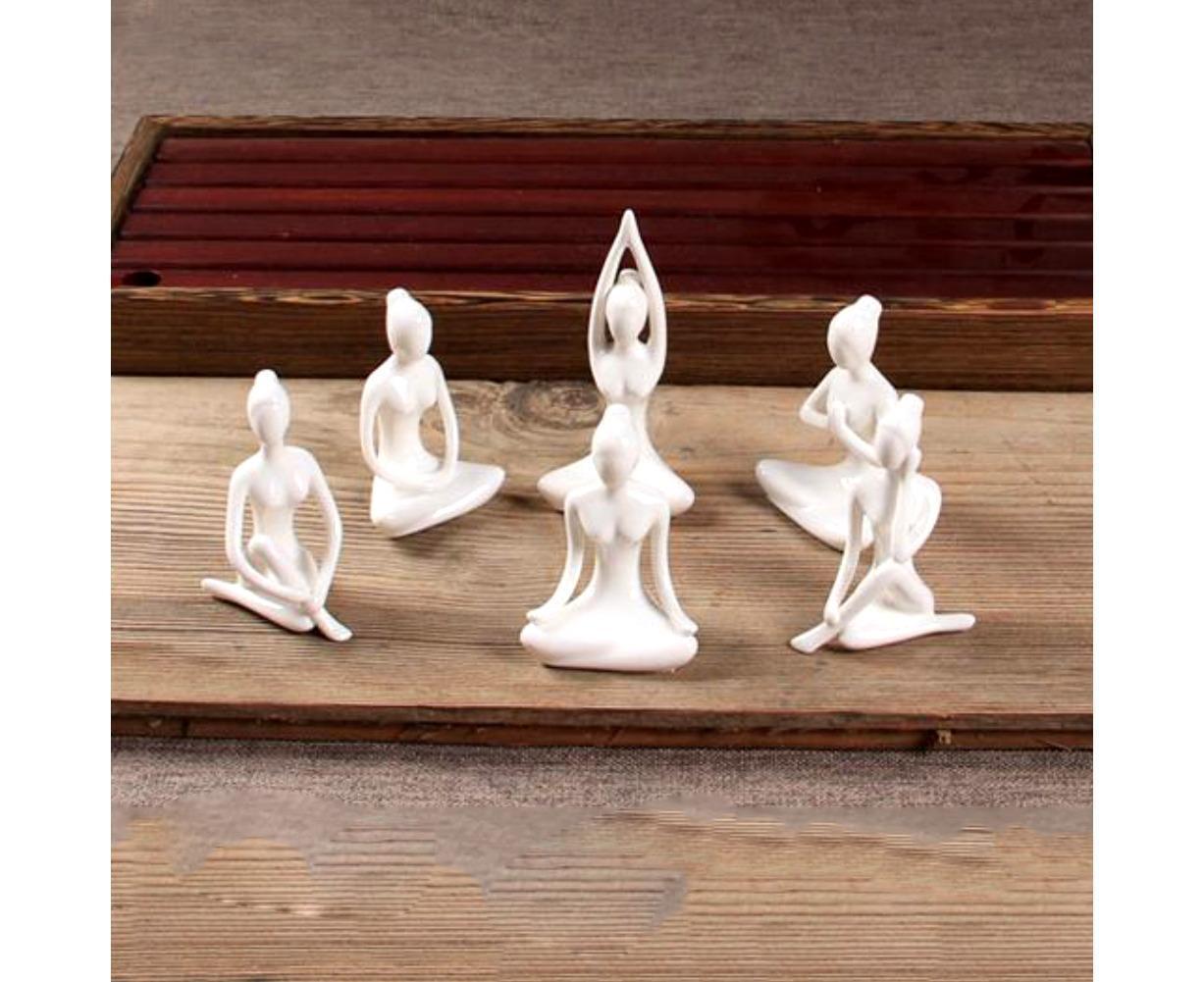 Ceramic Simulation Yoga Girl Model Art Craft Home Cabinet Office Desktop Decor-10# V1263-JX-714