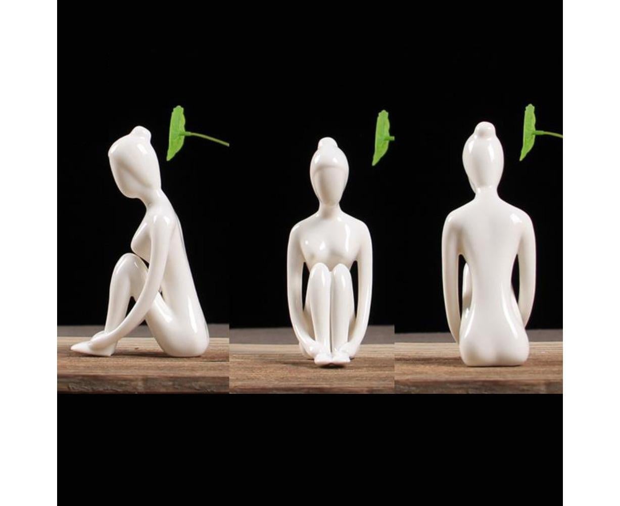 Ceramic Simulation Yoga Girl Model Art Craft Home Cabinet Office Desktop Decor-10# V1263-JX-714