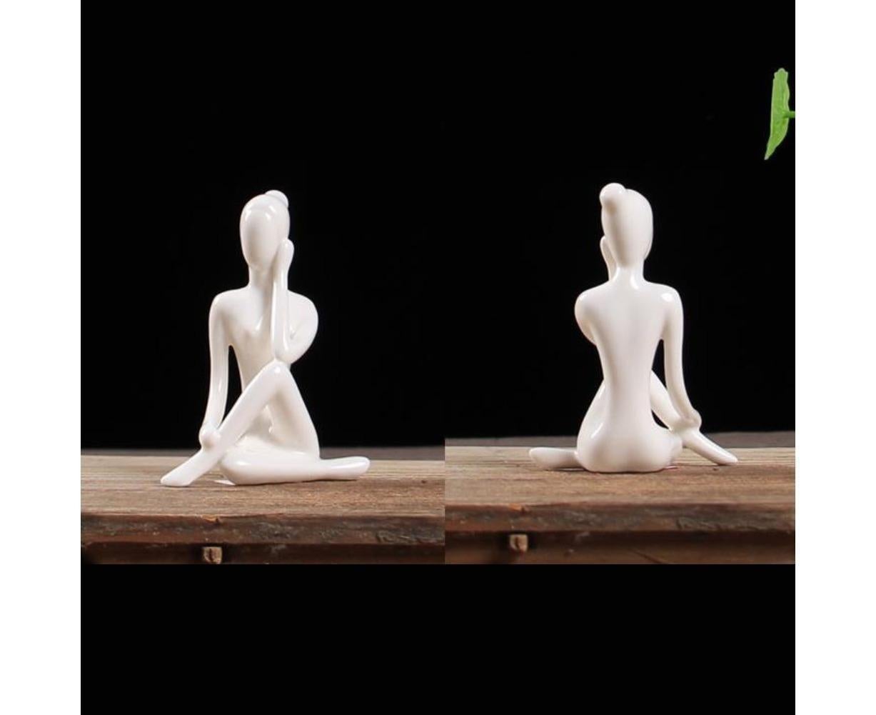 Ceramic Simulation Yoga Girl Model Art Craft Home Cabinet Office Desktop Decor-10# V1263-JX-714
