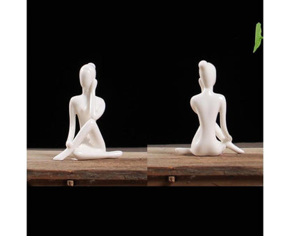 Ceramic Simulation Yoga Girl Model Art Craft Home Cabinet Office Desktop Decor-10# V1263-JX-714